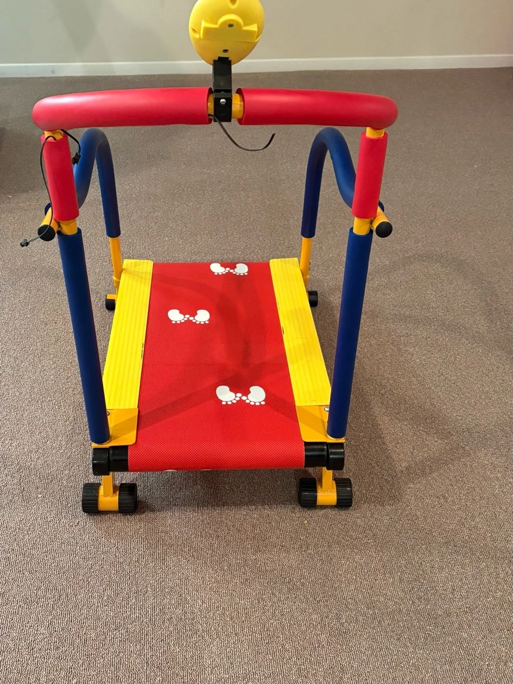 Children's Bright Red & Yellow Treadmill with Blue Handrails -Kids Toy 3-15 year